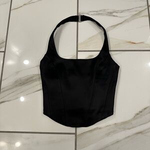Wilfred Black Halter Corset Crop Top